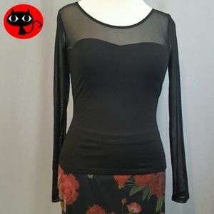 Sheer and solid sleeved top